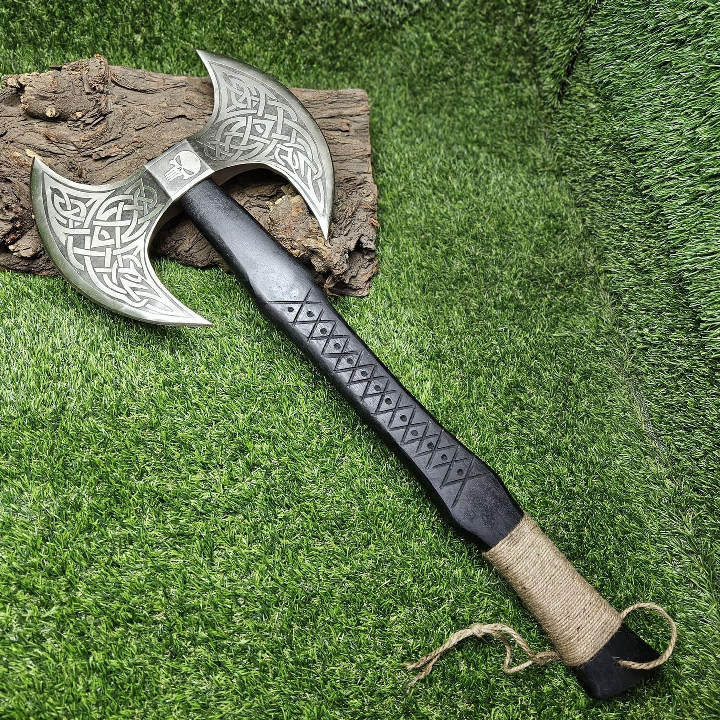 AX-7000 Custom Gift Forged Carbon Steel Viking Axe with Rose Wood Shaft, Viking Bearded Camping Axe (AX-7000) (AX-7000) AX-7000