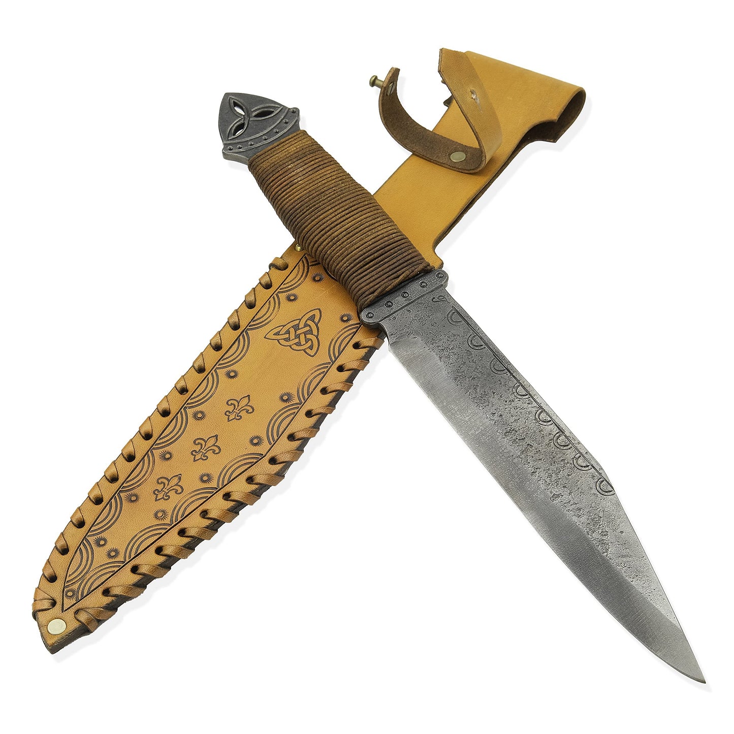 Odin Hand-Forged Knife with Tooled Sheath