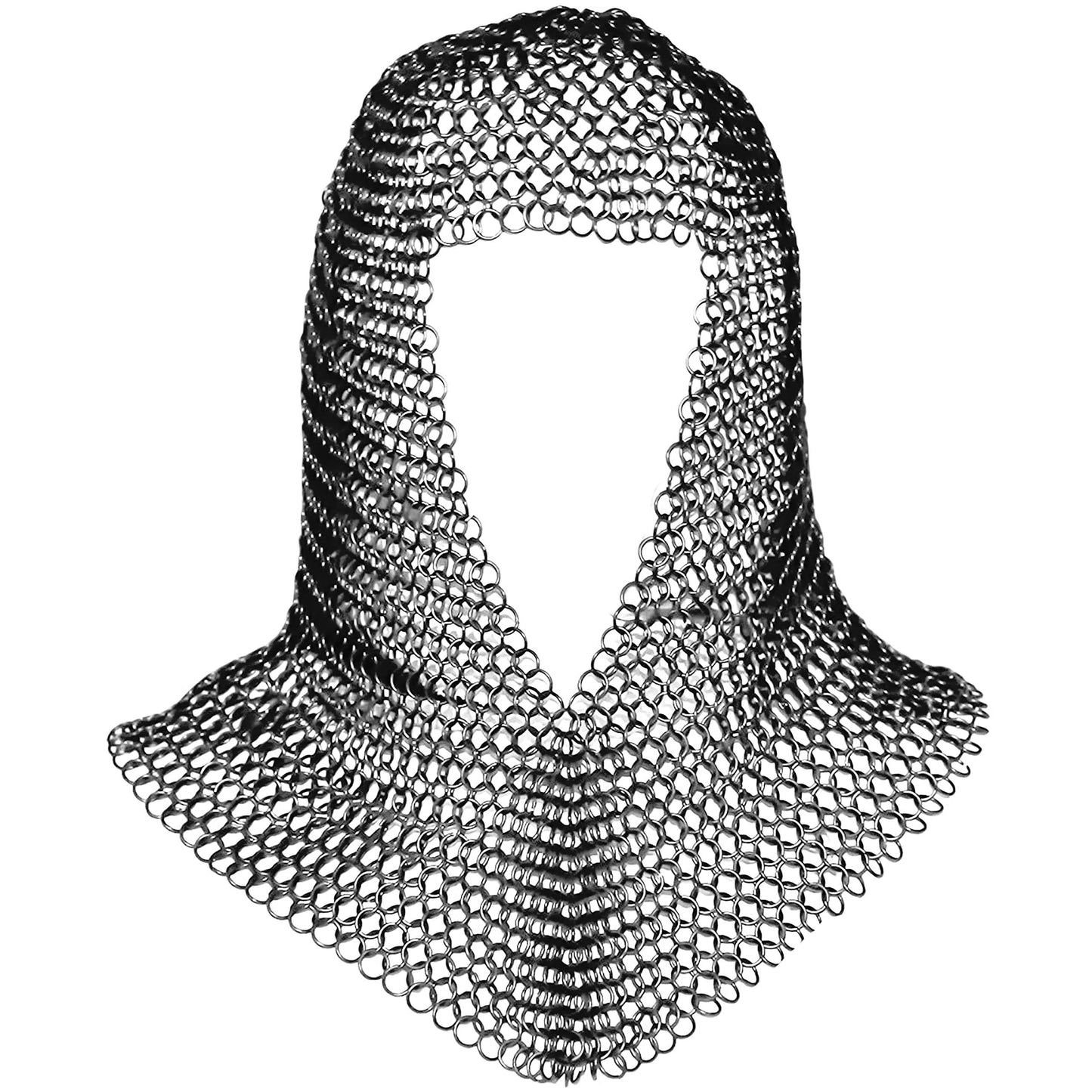 Silver-Wash Chain Mail Coif 16 Gauge