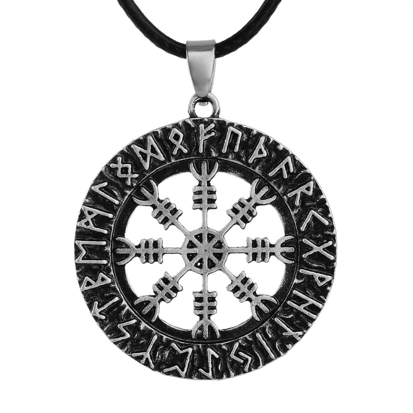 LANGHONG 1PCS Norse Viking Necklace For Men Compass Vegvisir Necklace Original Talisman Jewelry Antique Silver