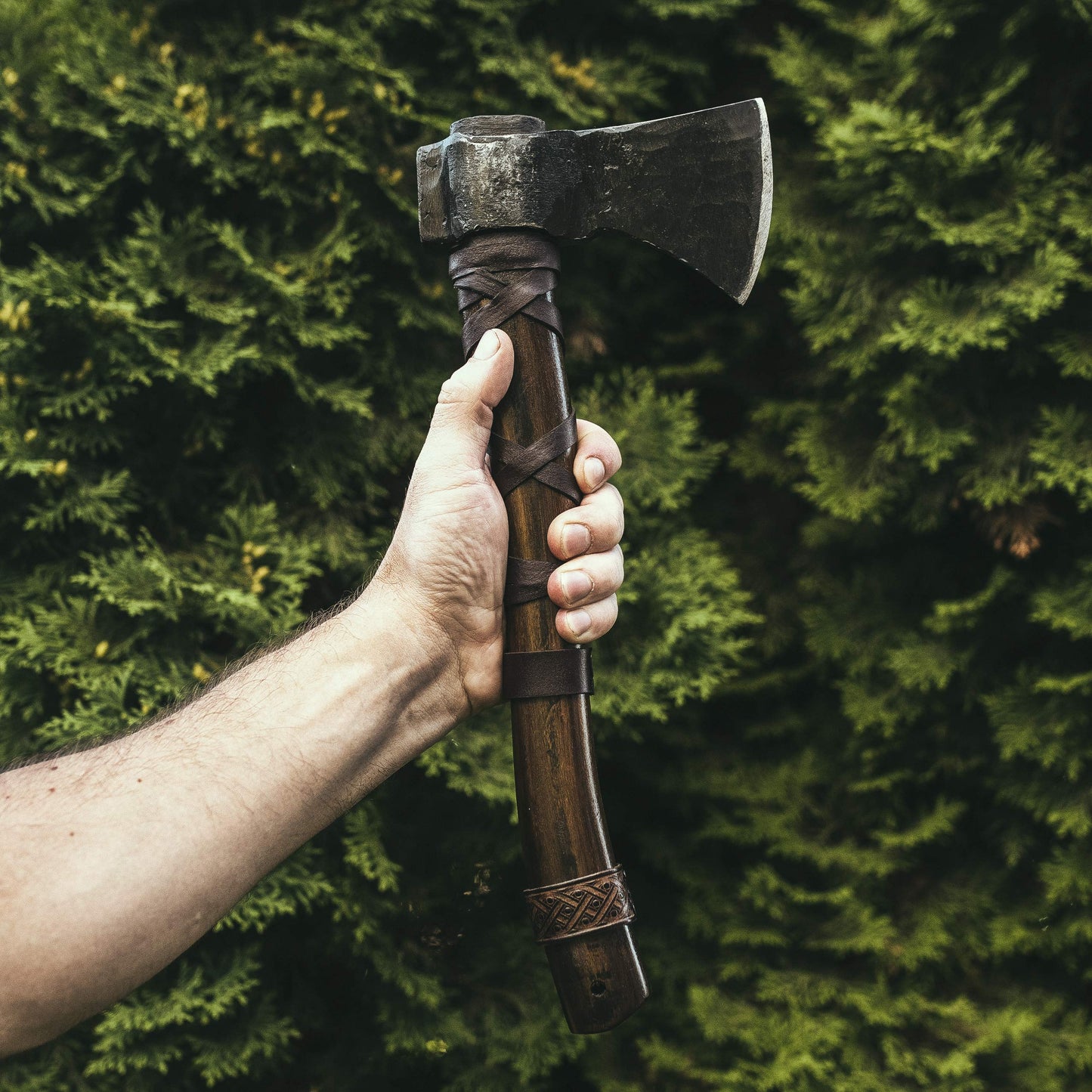 Leather-Wrapped Viking Throwing Axe