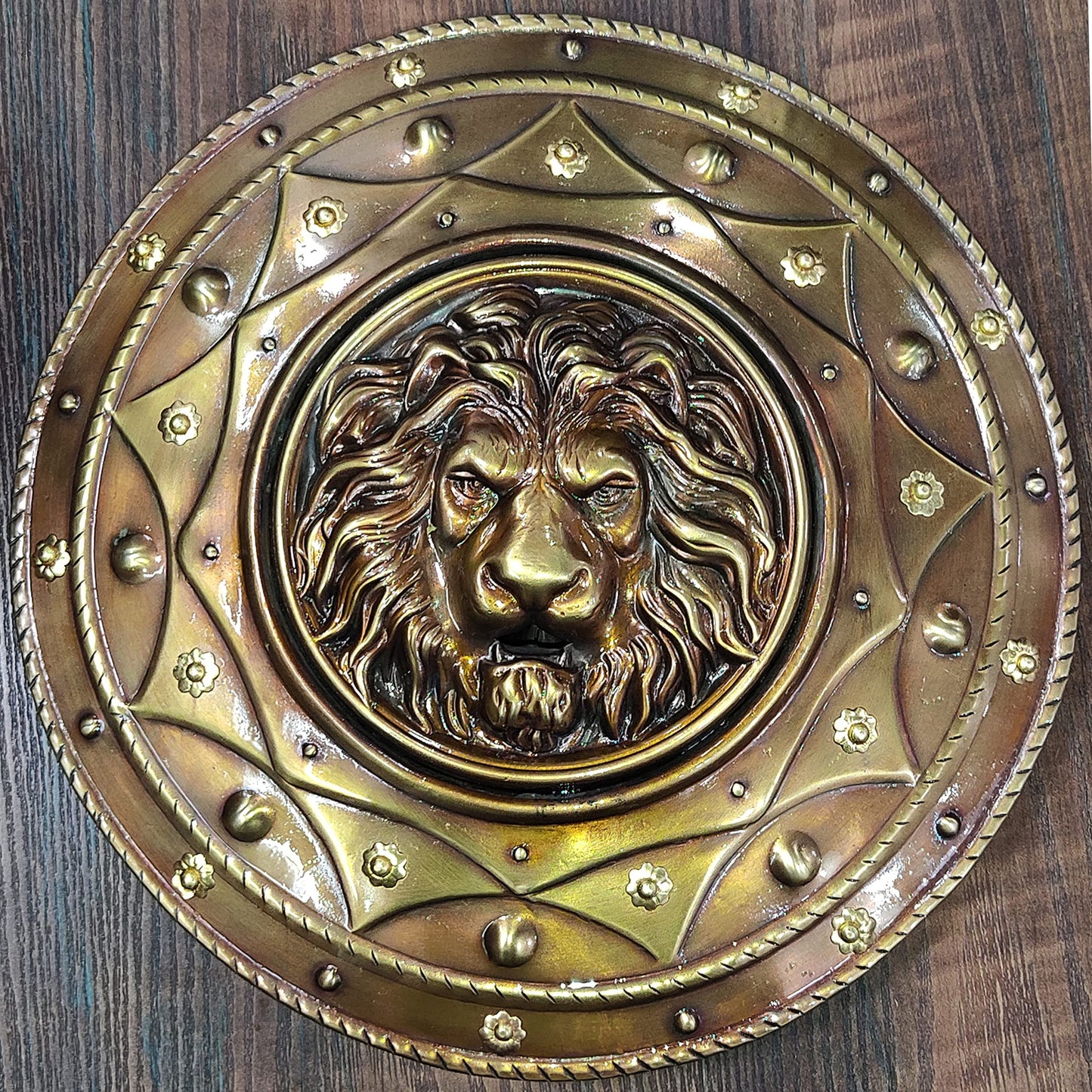 Medieval Warrior Royal Lion Stamped Circular Shield Face,  22"