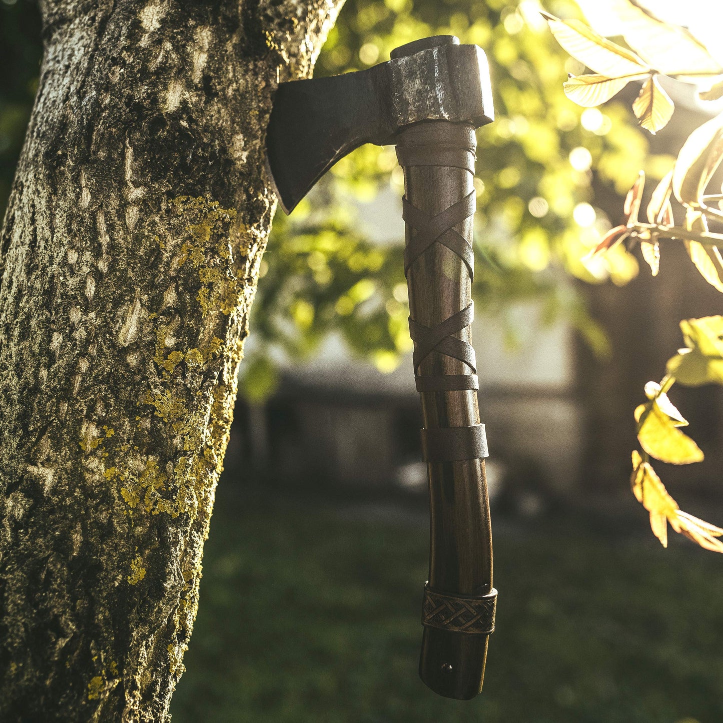 Leather-Wrapped Viking Throwing Axe