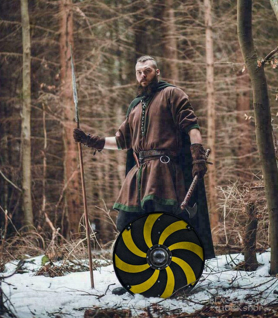 Gokstad Yellow and Black Smooth Viking Shield, 24"