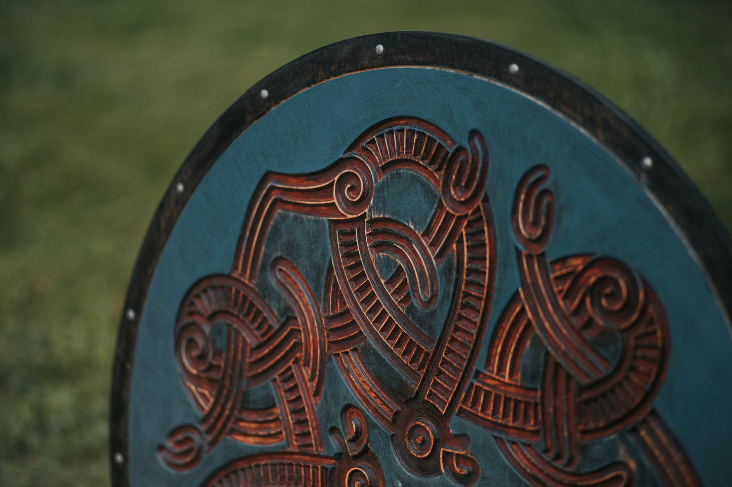 Carved Jelling Beast Viking Shield, 24"