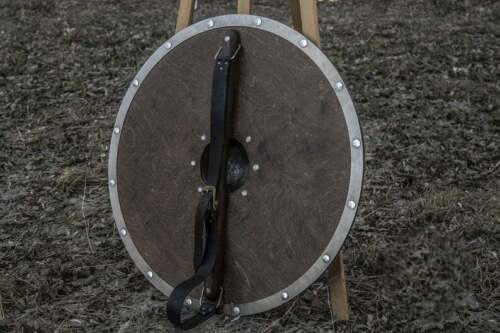 Black Smooth Viking Shield With Runes, 24"