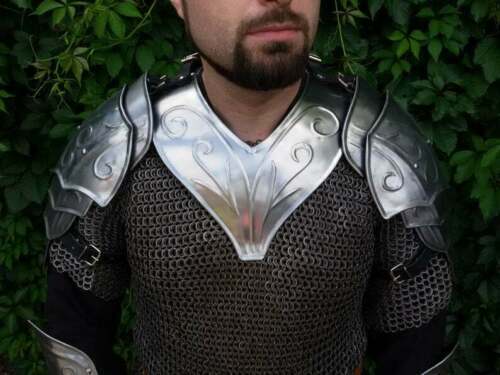 Steel Pair Of Pauldrons And Gorget Knight Medieval Armor